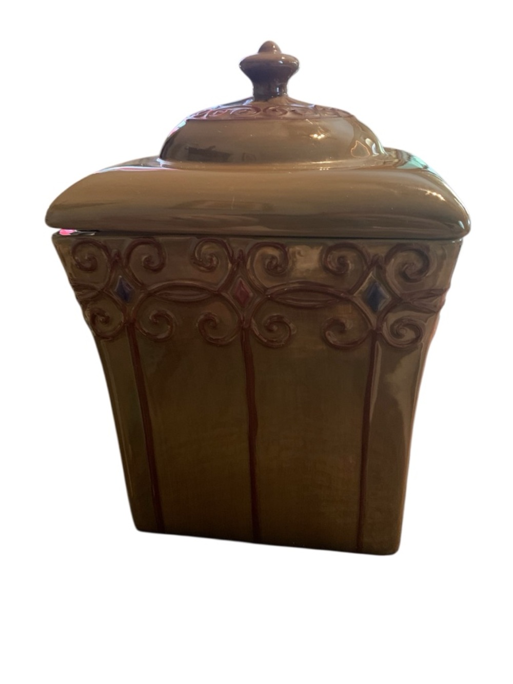 Demdaco Treasured Home Deb Hrabik 9 1/2 in Medium Canister Embossed Scrolls